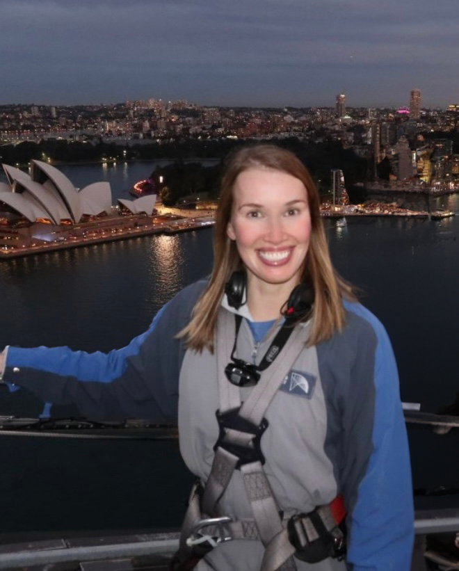 photo of me on the Harbour Bridge in Sydney, Australia