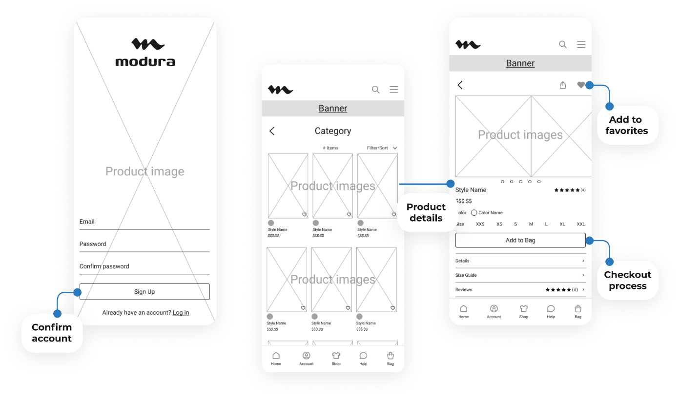 low-fidelity wireframes